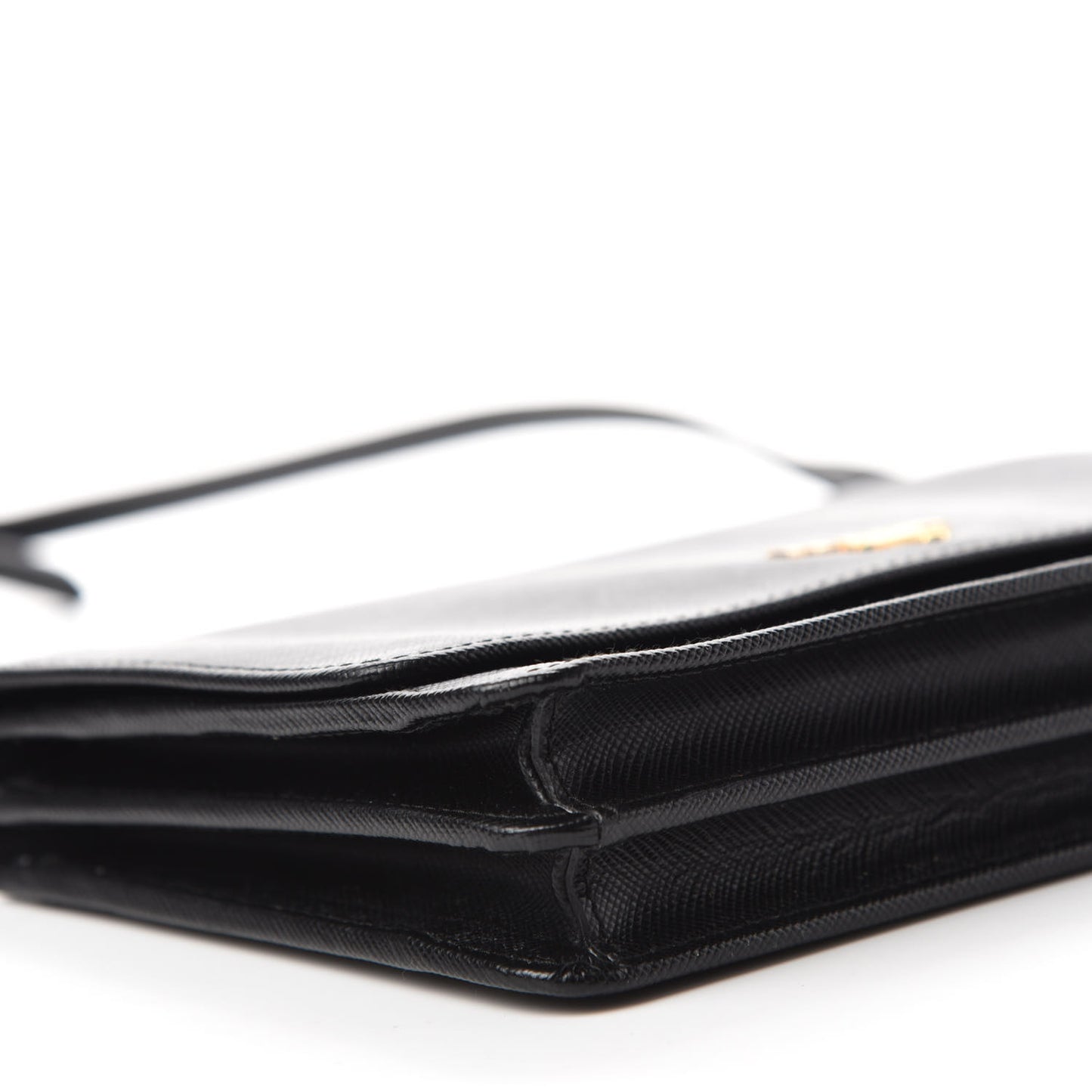 Saffiano Metal Flap Wallet With Strap Black