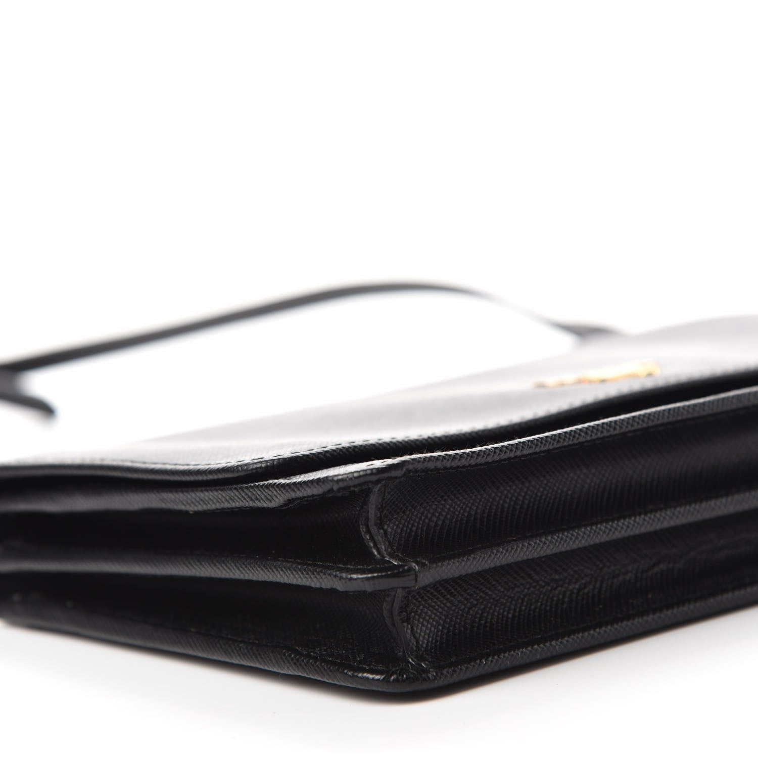 Prada Saffiano Metal Flap Wallet With Strap Black 6 of 10