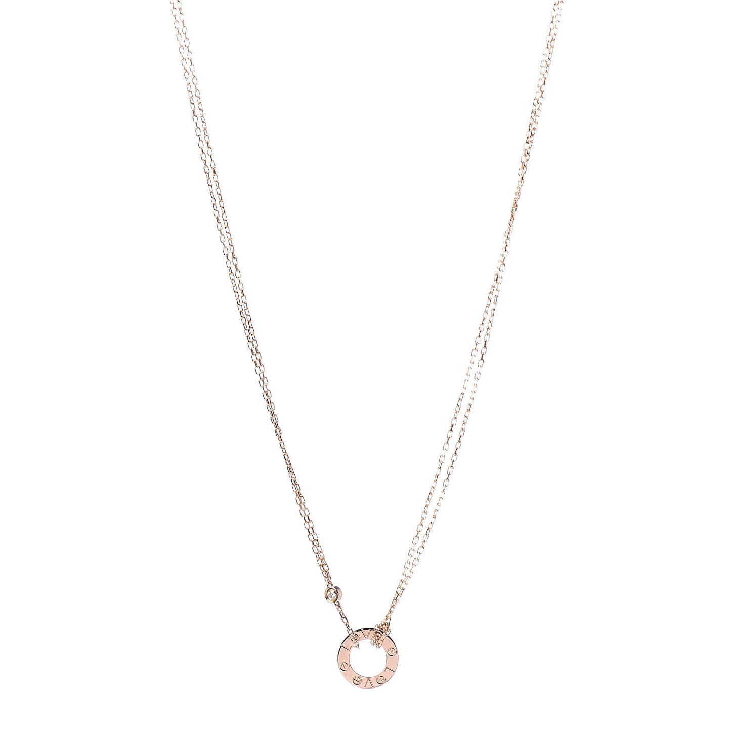 18K Pink Gold 2 Diamond LOVE Necklace