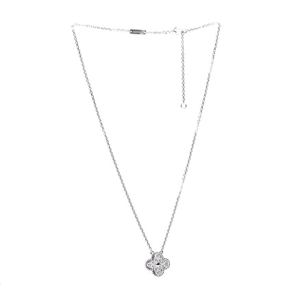 Van Cleef & Arpels 18K White Gold Diamond Vintage Alhambra Pendant Necklace 2 of 6