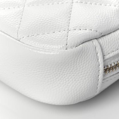 Chanel Caviar Quilted Small Curvy Pouch Cosmetic Case White 10 of 11
