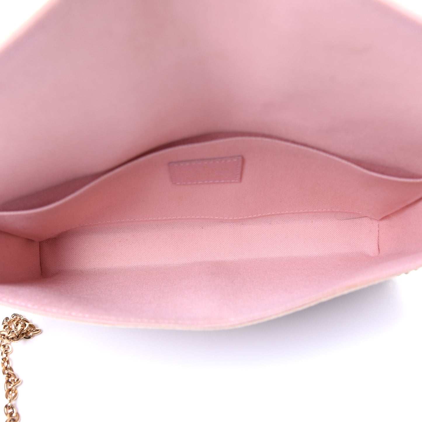 Damier Azur Pochette Felicie Chain Wallet Rose Ballerine