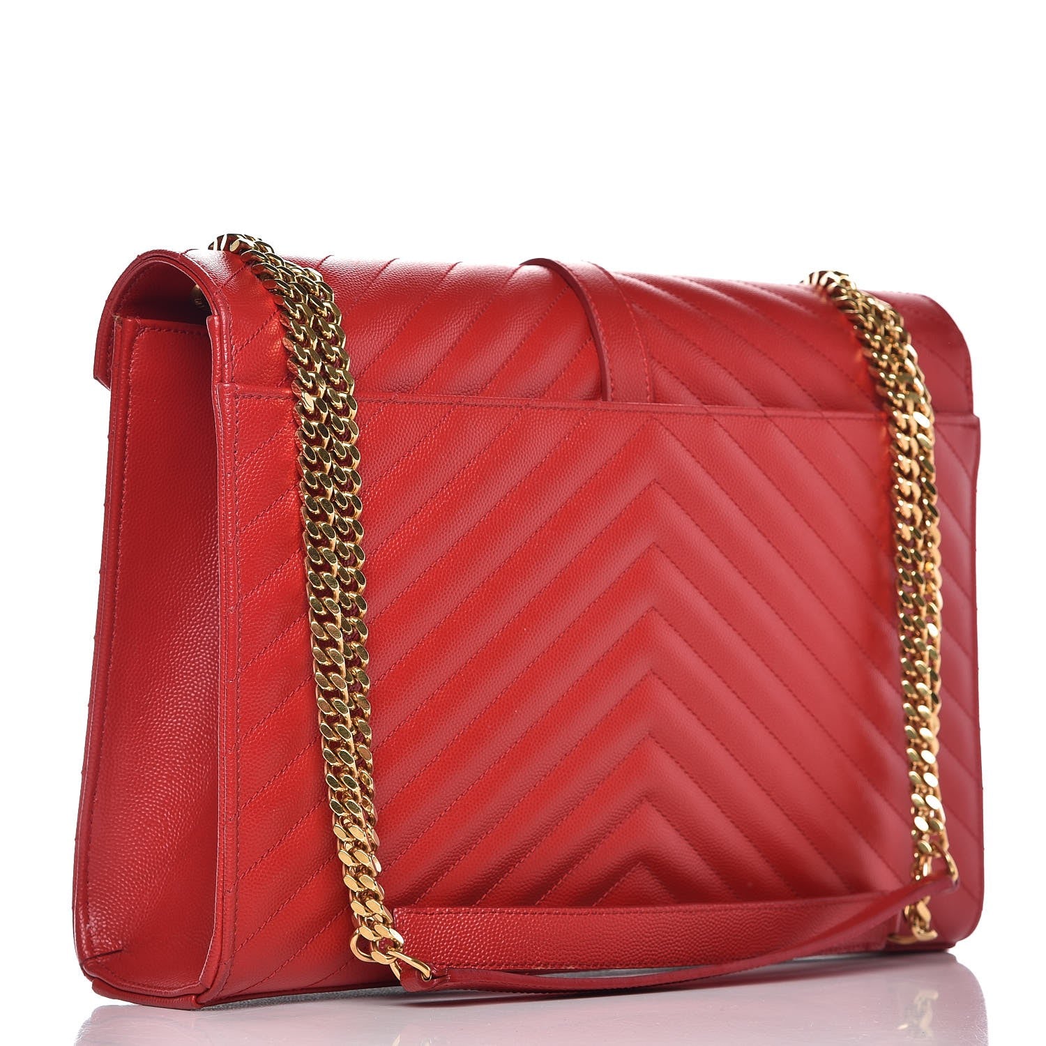 Saint Laurent Grain De Poudre Matelasse Chevron Large Monogram Satchel Lipstick Red 3 of 12