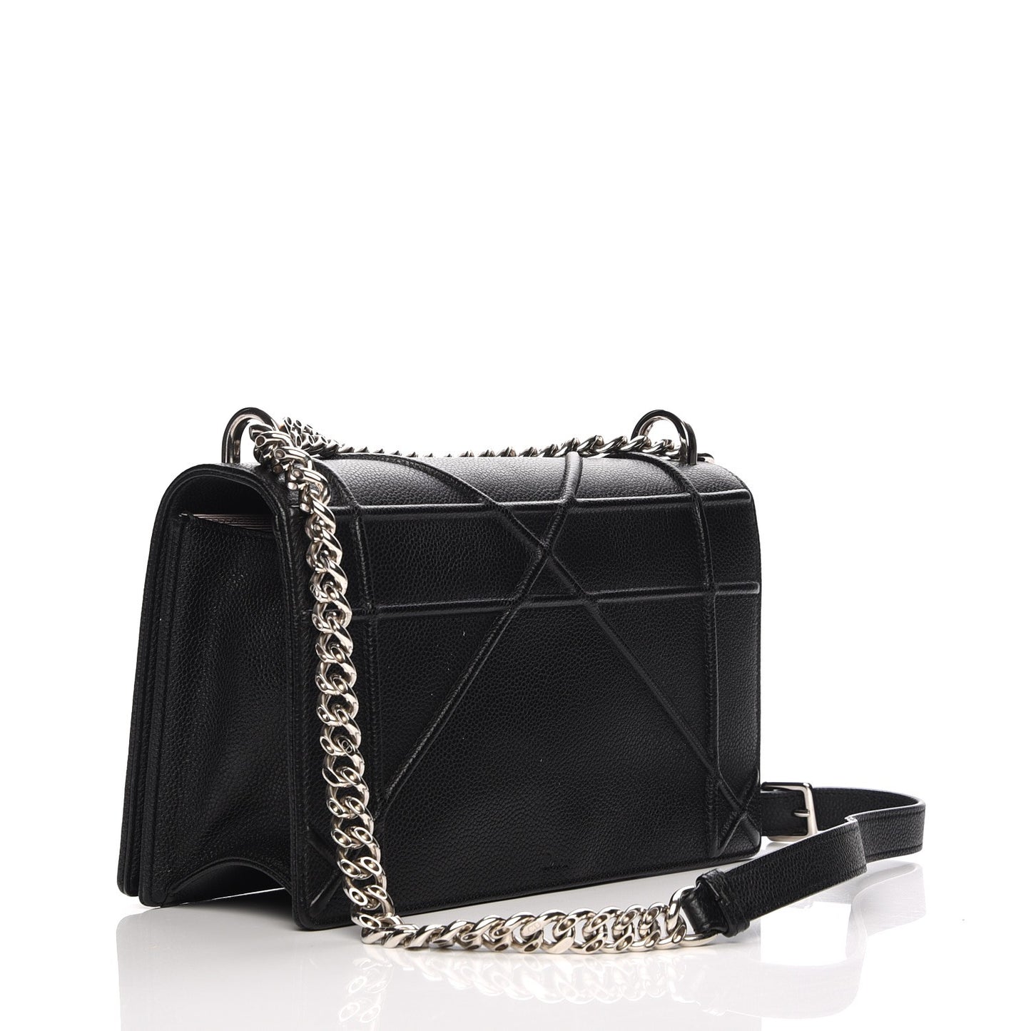 Grained Calfskin Medium Diorama Flap Bag Black