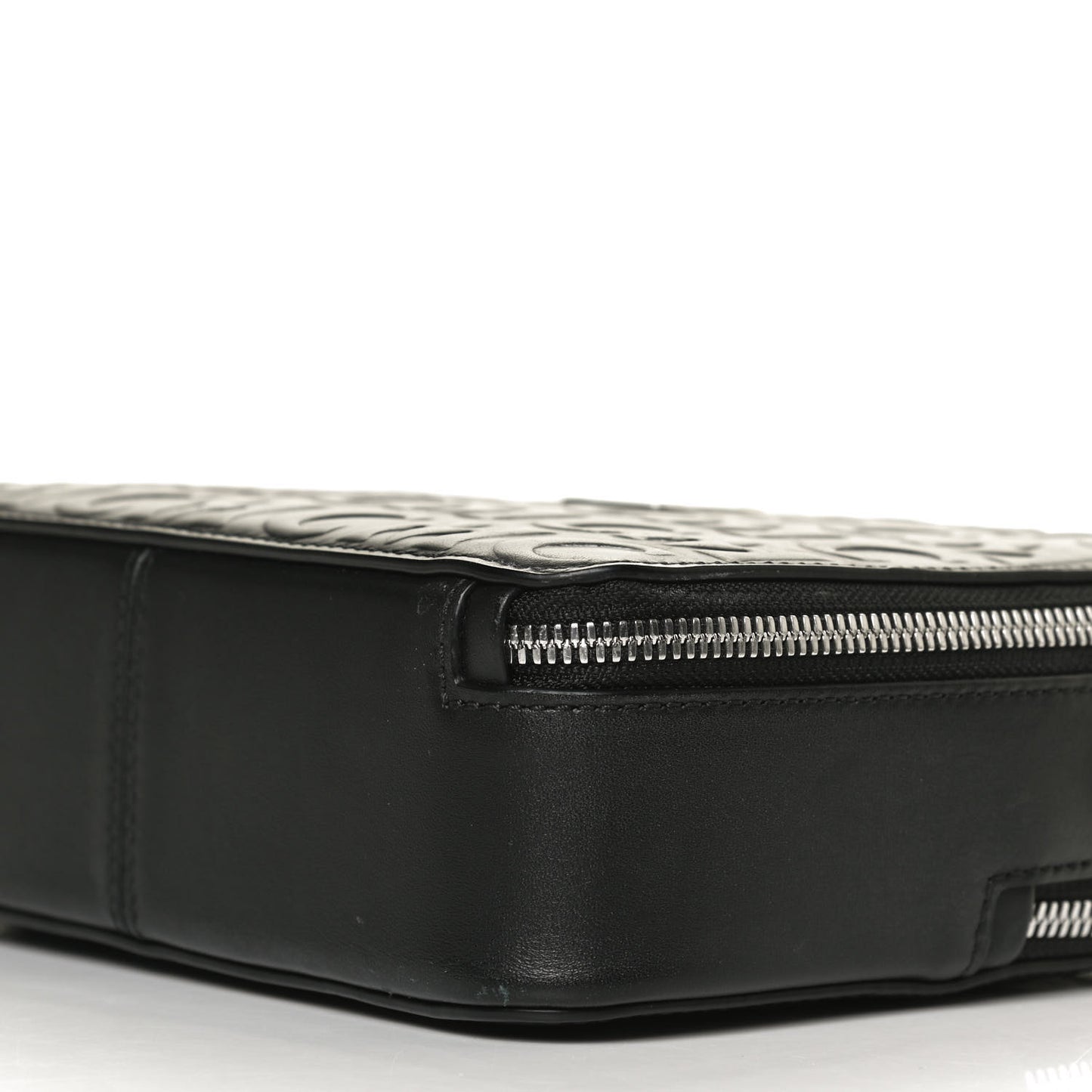 Calfskin Logo Embossed Crossbody Black