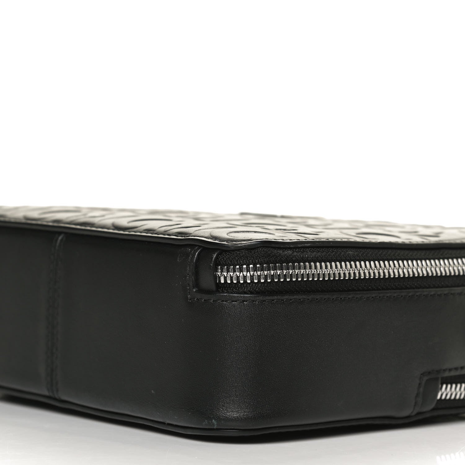 MCM Calfskin Logo Embossed Crossbody Black 8 of 11