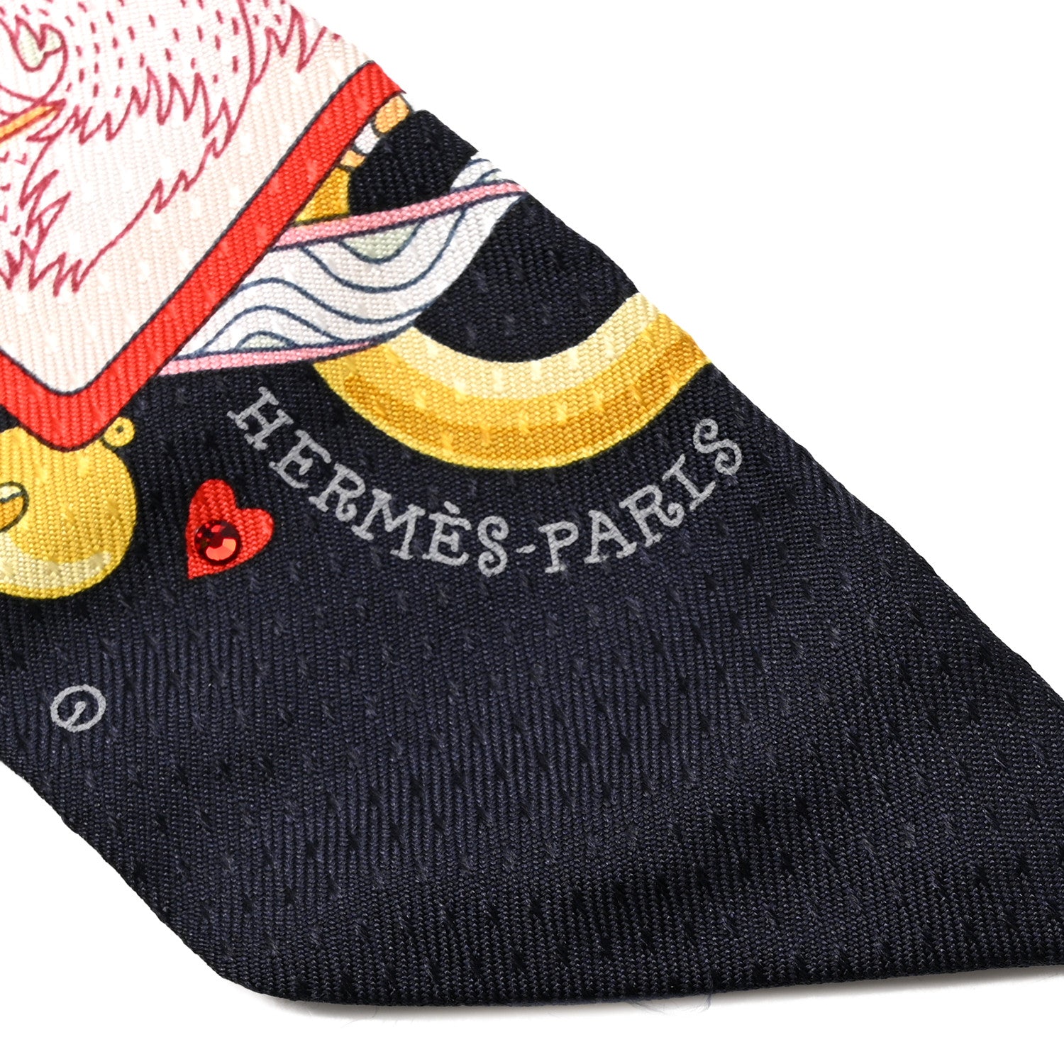 Hermes Silk Dame de Coeur Twilly Black Rouge Or 5 of 5