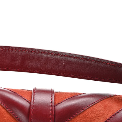 Saint Laurent Calfskin Suede Matelasse Chevron Large Monogram College Bag Burgundy 12 of 12