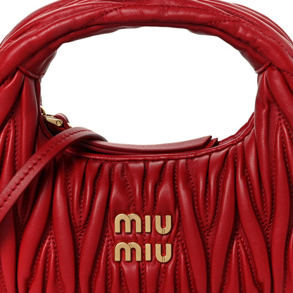 Miu Miu Nappa Matelasse Mini Wander Hobo Fuoco 8 of 10
