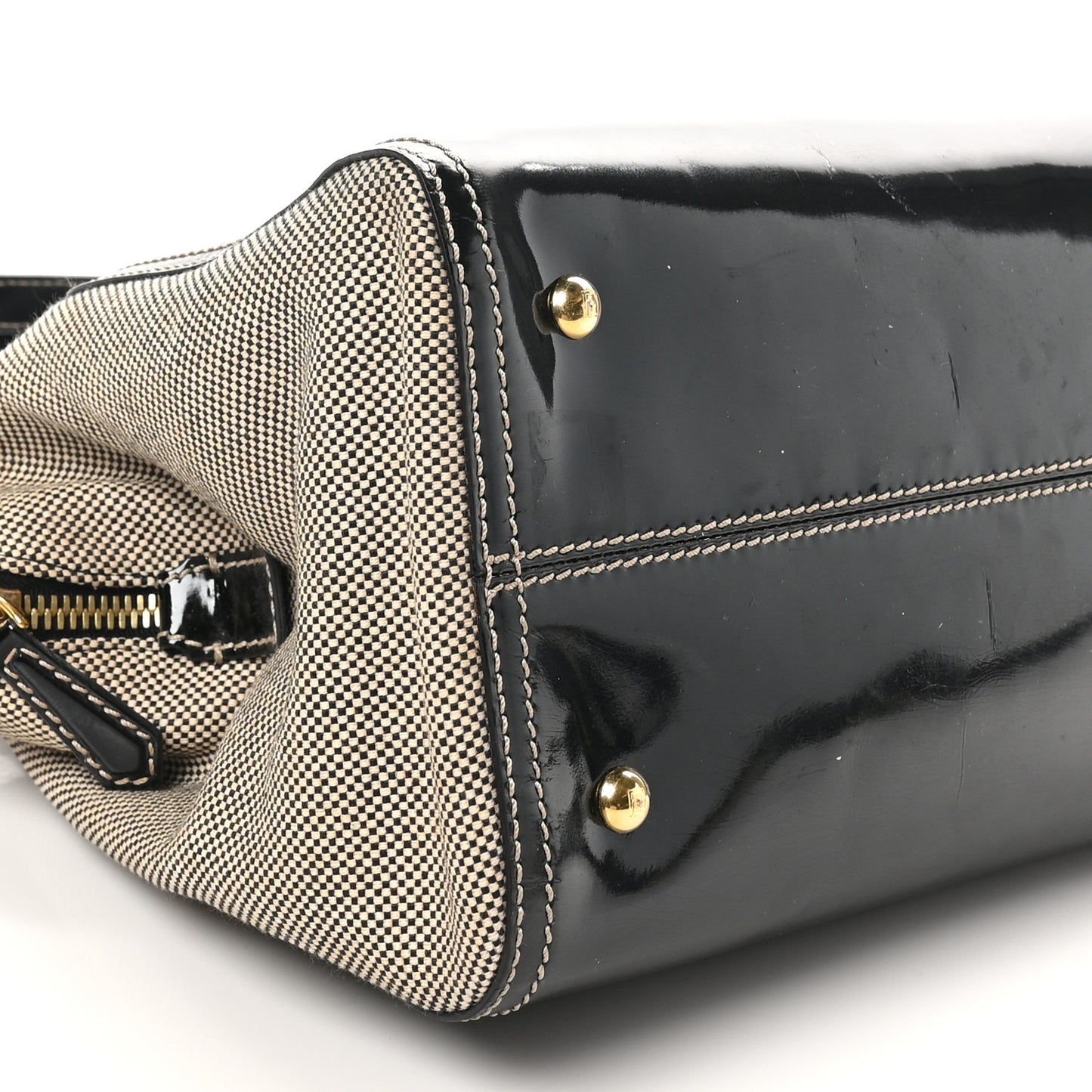 Patent Canvas Small Chameleon Tote Black