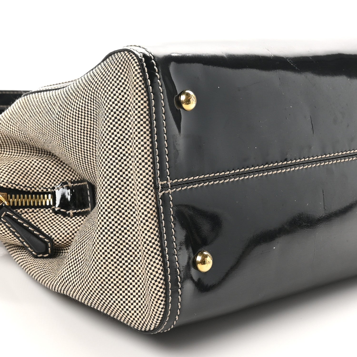 Fendi Patent Canvas Small Chameleon Tote Black 9 of 10