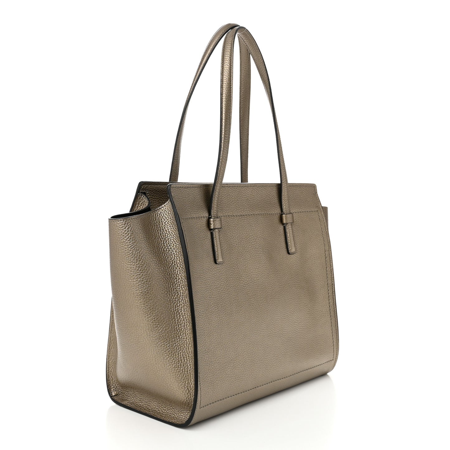 Metallic Hammered Calfskin Double Handle Medium Amy Tote Graphite