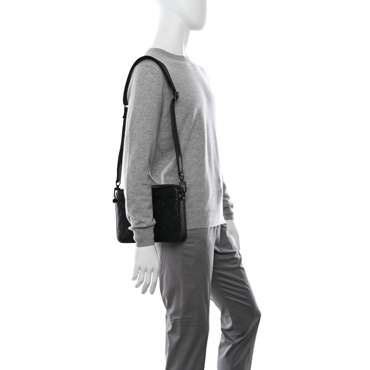 Louis Vuitton Calfskin Monogram Shadow Duo Messenger Black 2 of 9