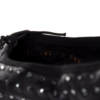 Valentino Garavani Nappa Crystal Studded Rockstud Cross Strap Ballerina Flats 39.5 Black 10 of 11