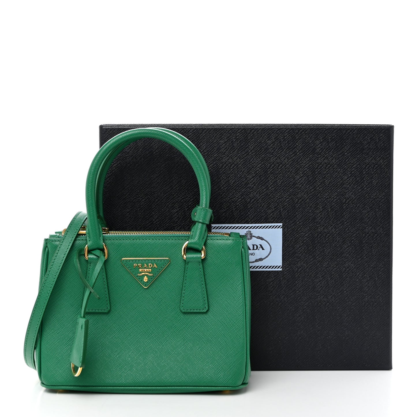 Saffiano Lux Mini Galleria Double Zip Tote Biliardo