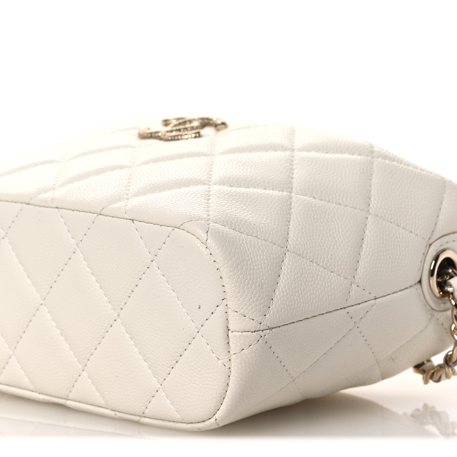 Chanel Caviar Quilted Hobo Clutch With Chain White 10 of 12