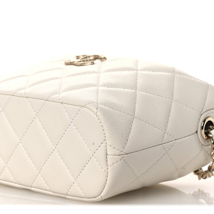 Chanel Caviar Quilted Hobo Clutch With Chain White 10 of 12