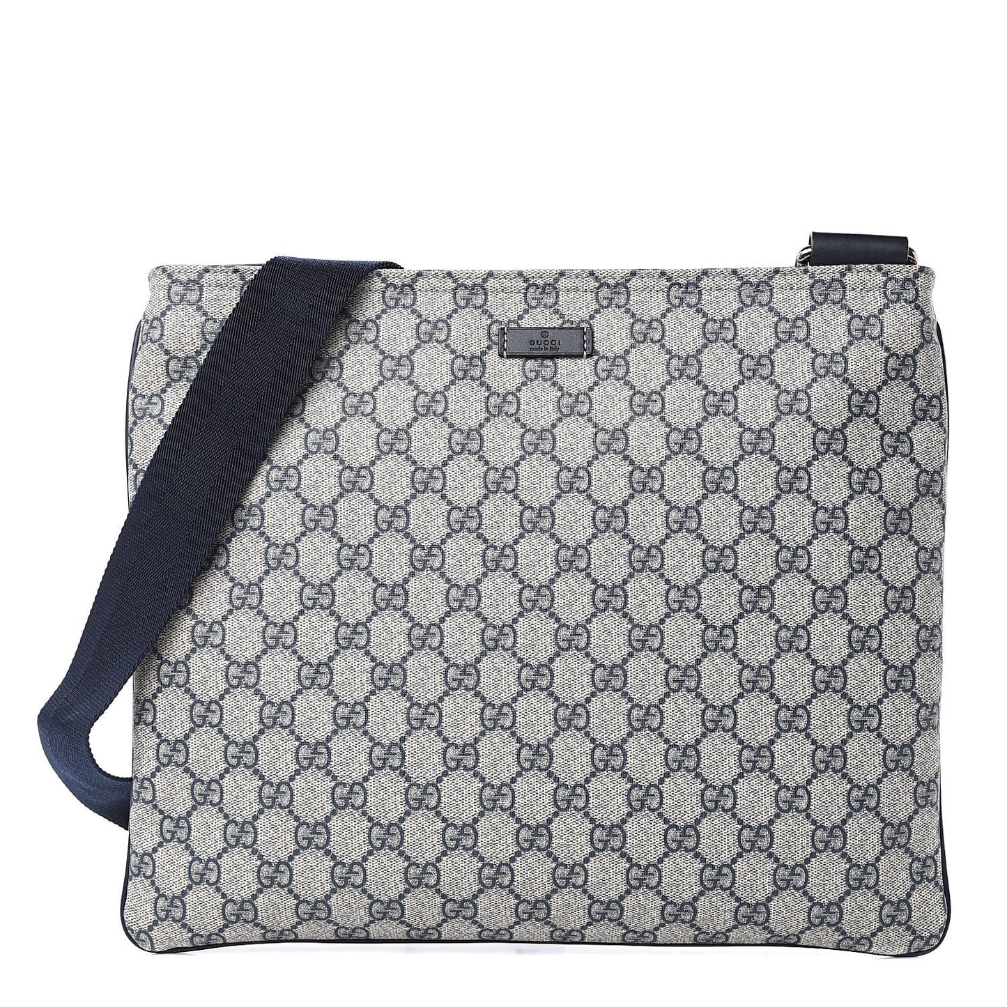 GG Plus Monogram Large Flat Messenger Bag Beige Blue