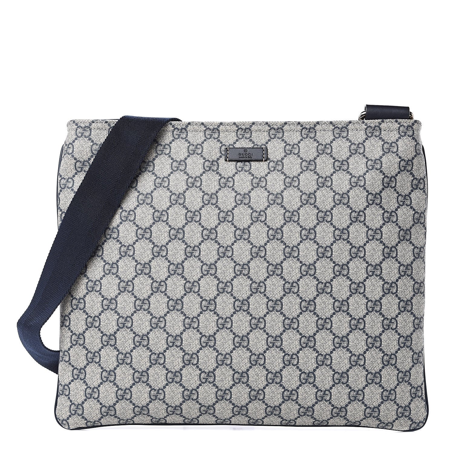 Gucci GG Plus Monogram Large Flat Messenger Bag Beige Blue 1 of 10
