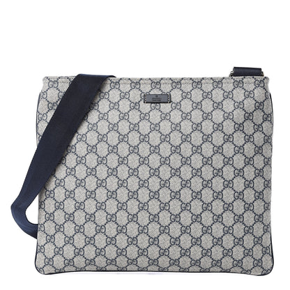 Gucci GG Plus Monogram Large Flat Messenger Bag Beige Blue 1 of 10