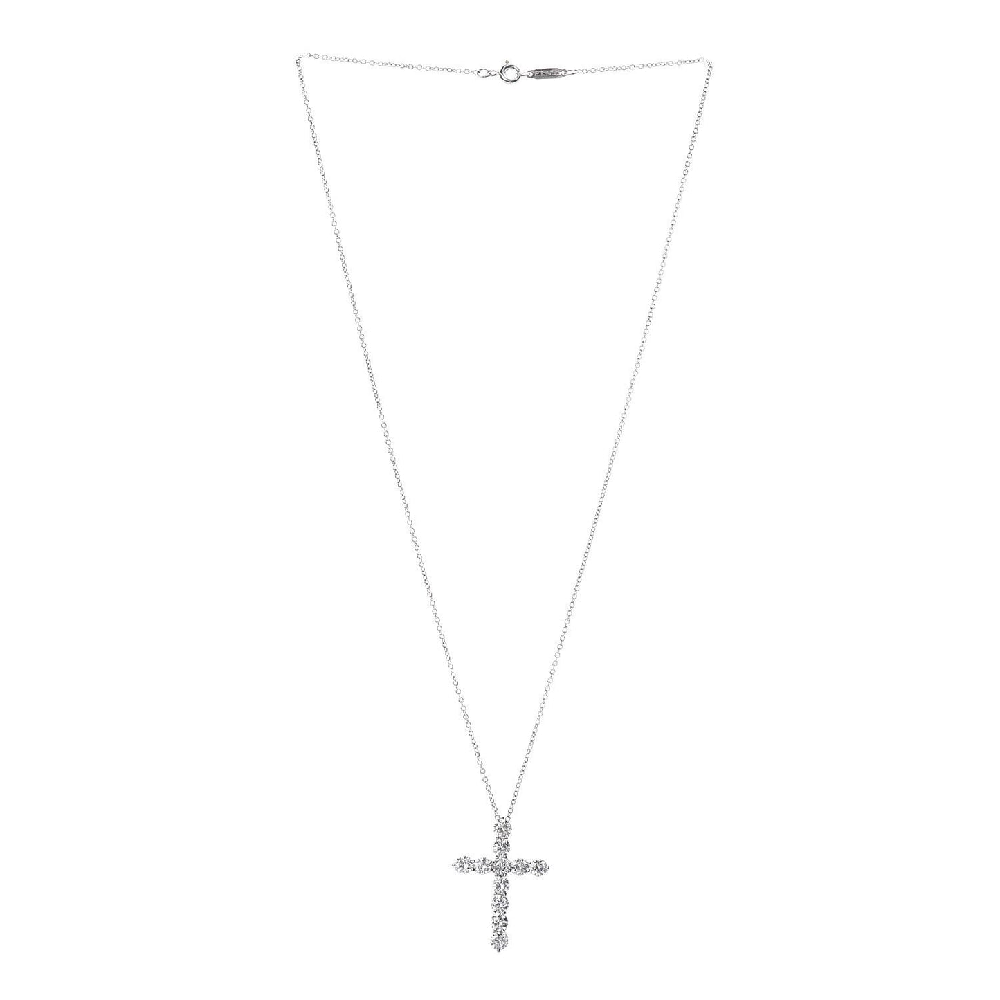 Platinum Diamond Large Cross Pendant Necklace