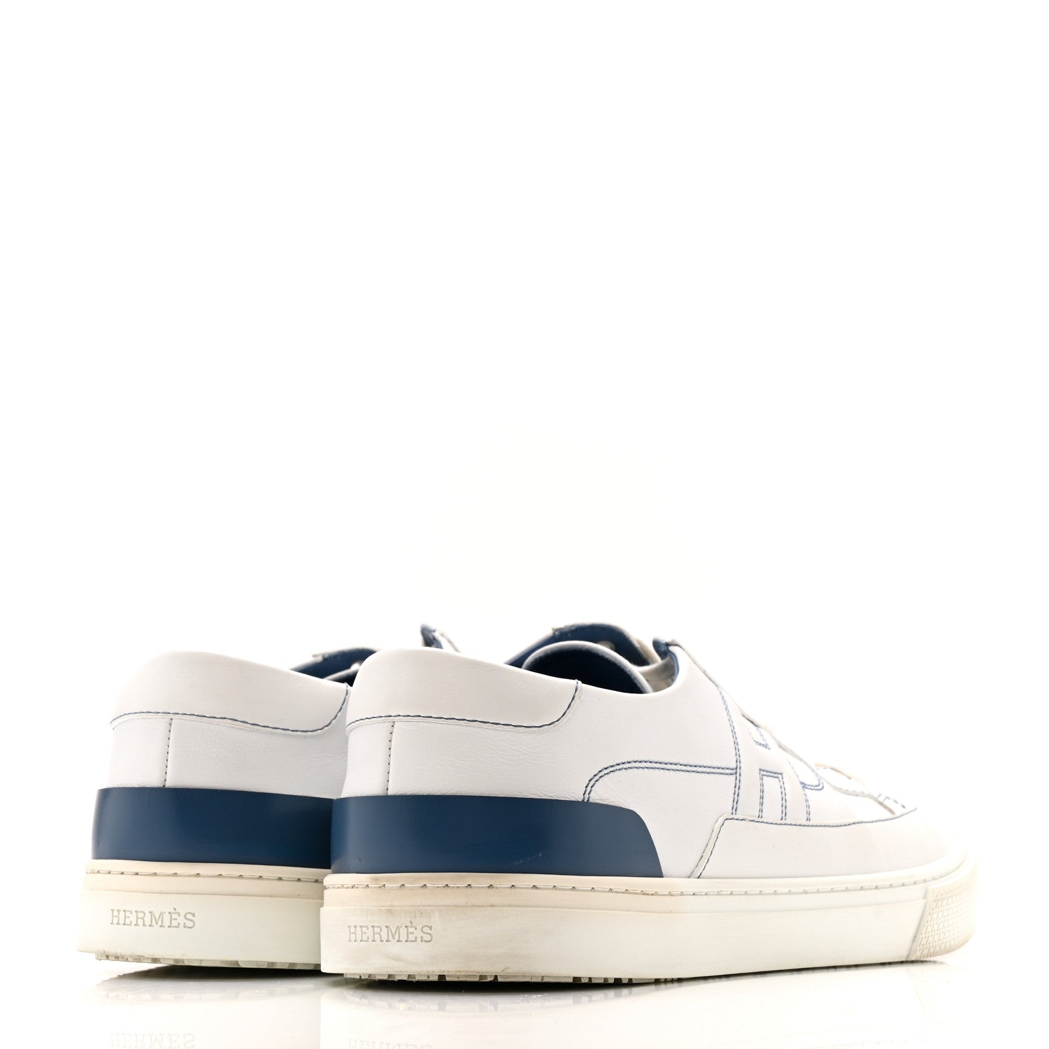 Hermes Calfskin Mens Deep Sneakers 44 White Bleu 5 of 14