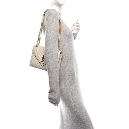 Saint Laurent Grain De Poudre Textured Mixed Matelasse Medium Triquilt Monogram Satchel Crema Soft 2 of 11