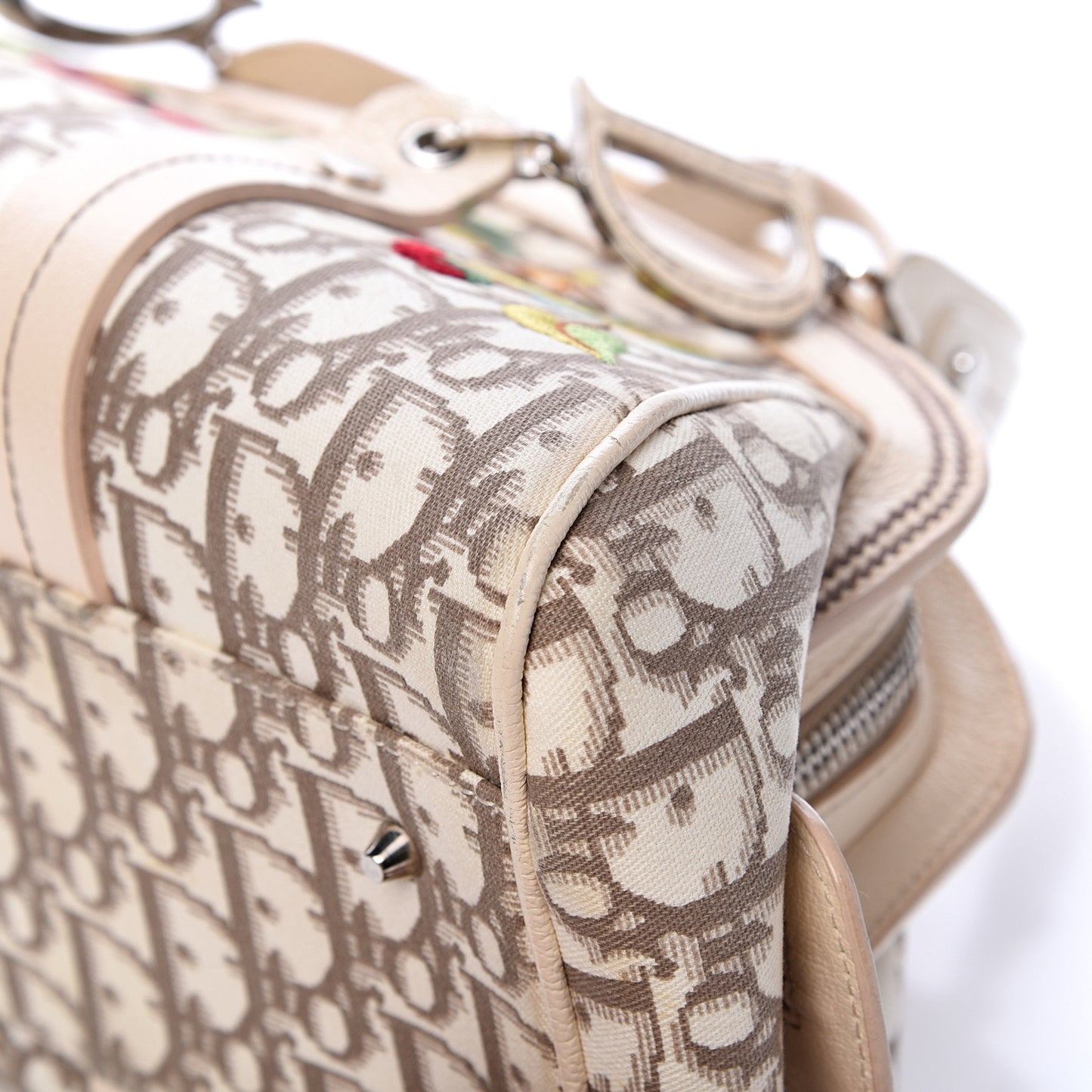 Monogram Vintage Flowers Frame Satchel Beige