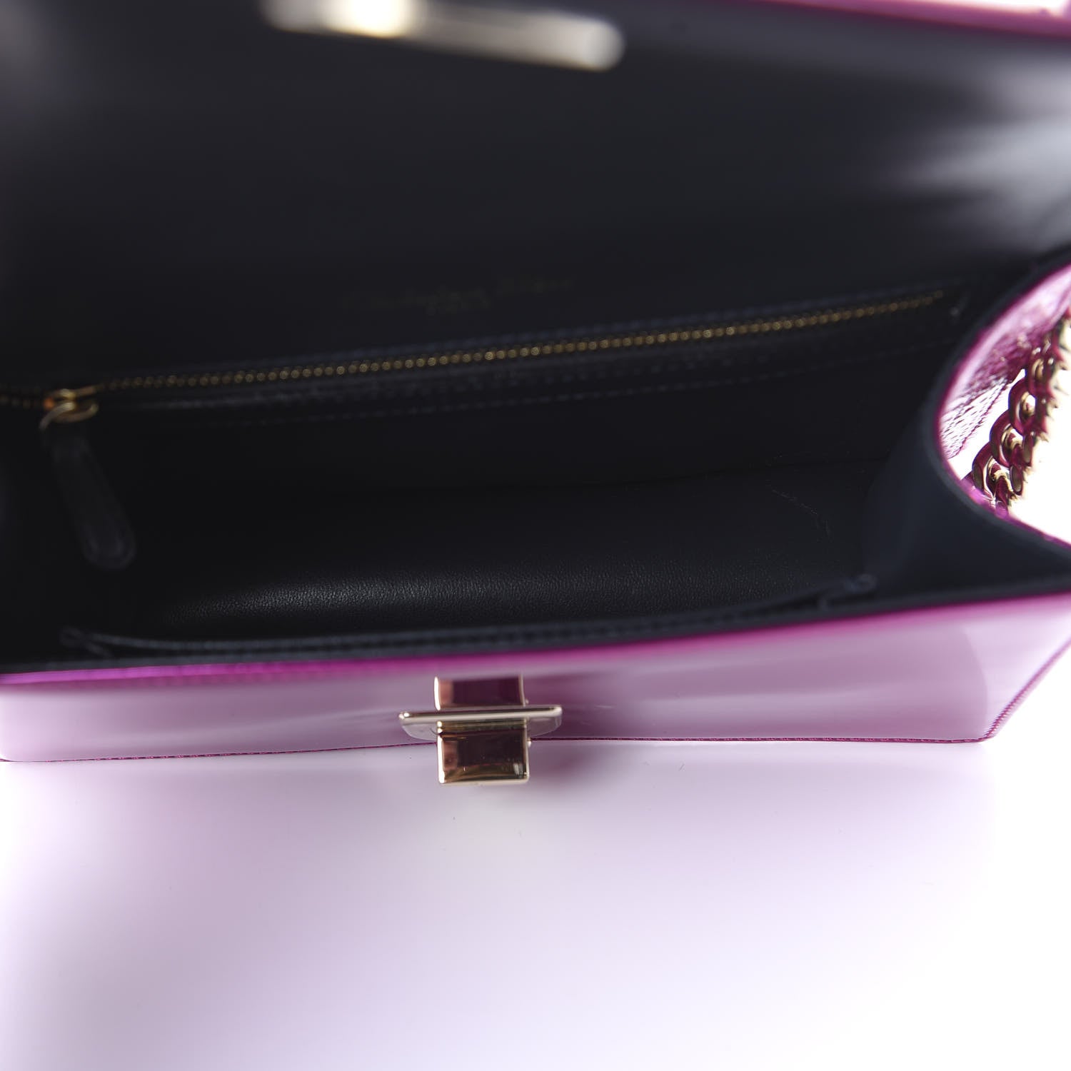 Christian Dior Metallic Patent Micro-Cannage Small Diorama Flap Bag Fuchsia 5 of 9