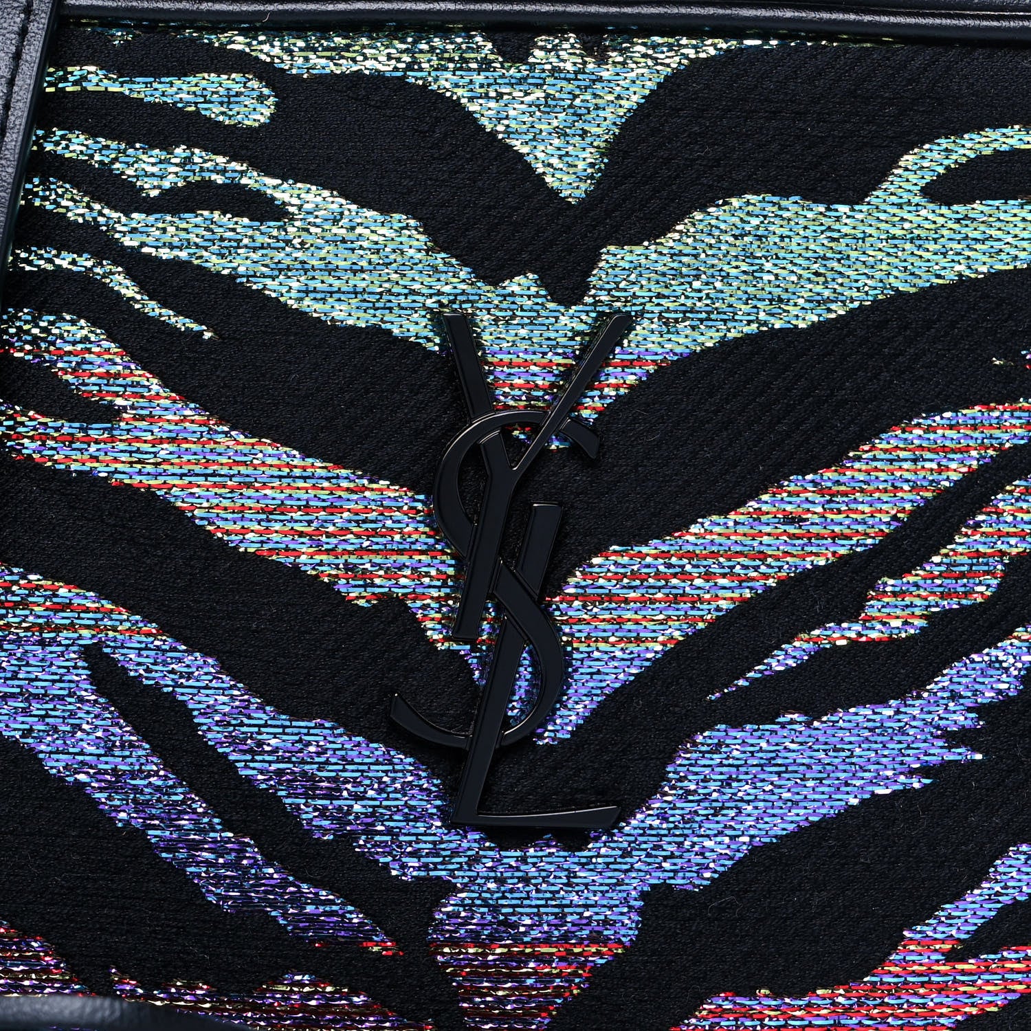 Saint Laurent Canvas Calfskin Metallic Tiger Print Monogram Lou Camera Bag Multicolor 8 of 14