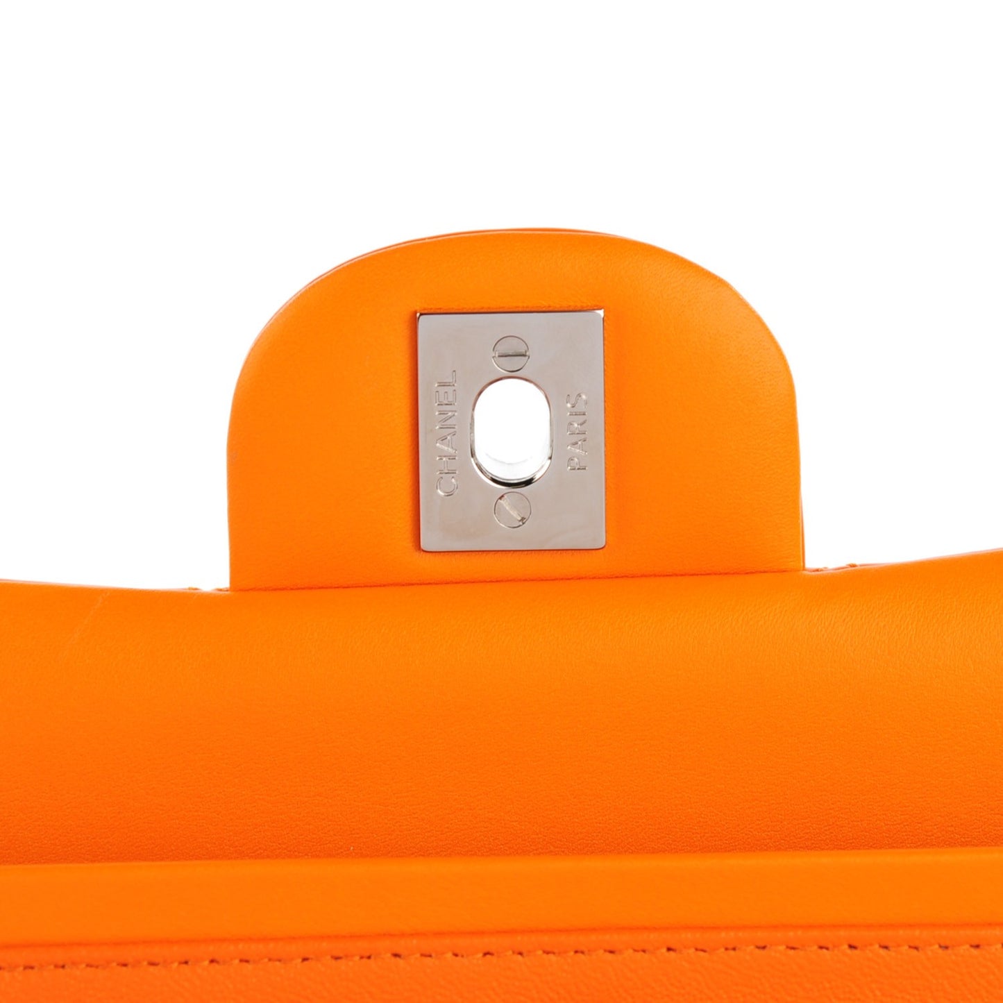 Patent Quilted Medium Double Flap Orange