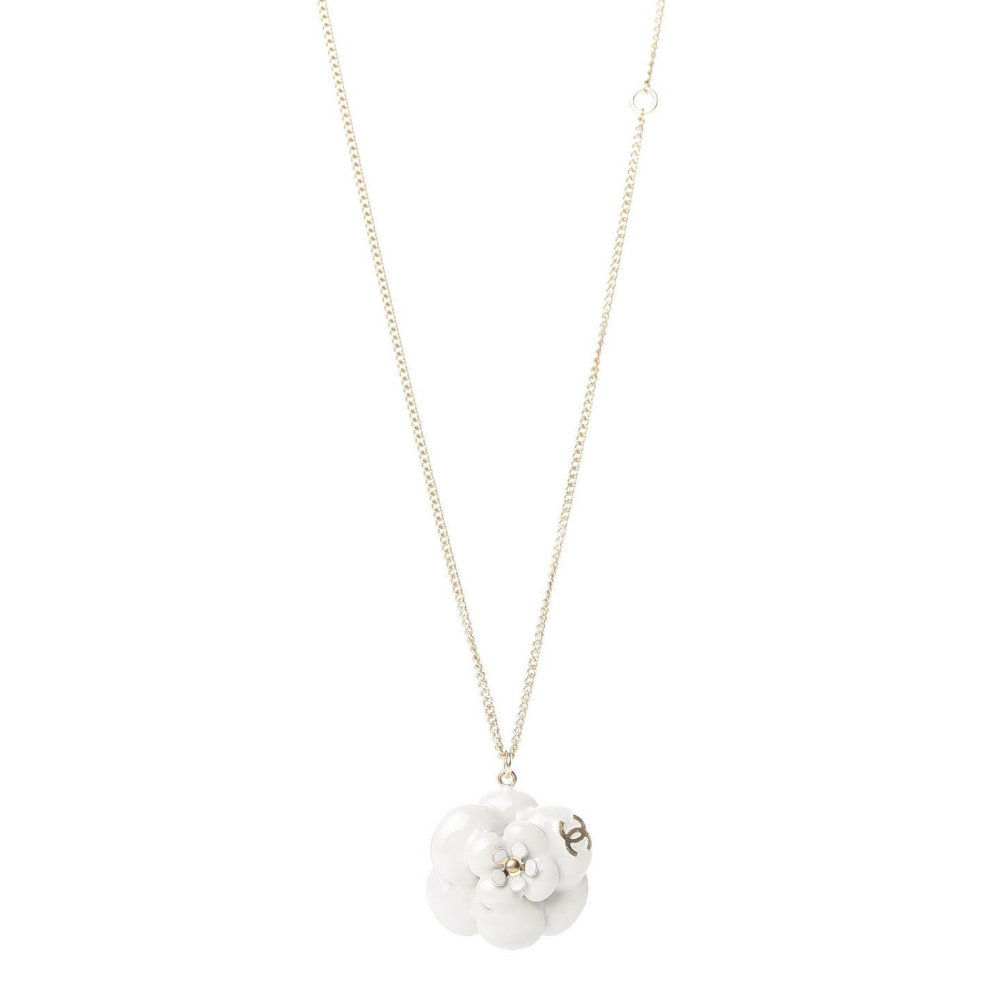 Enamel CC Camellia Pendant Necklace Gold