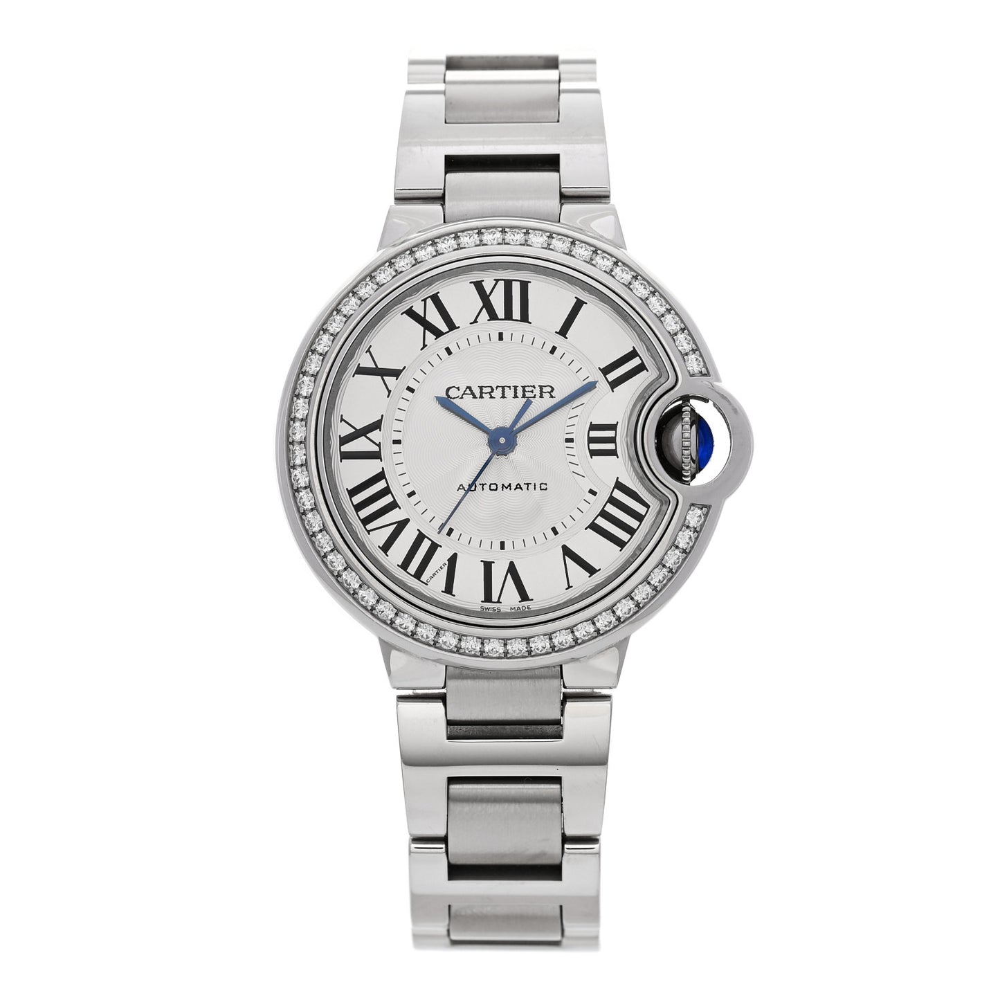 Stainless Steel Diamond Bezel 33mm Ballon Bleu De Cartier Automatic Watch