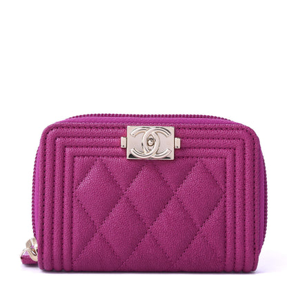 Chanel Caviar Quilted Boy Zip Around Coin Purse Wallet Fuchsia 1 of 8