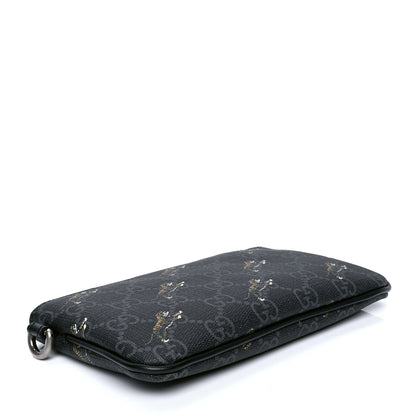 Gucci GG Supreme Monogram Tigers Zip Wristlet Pouch Black Multicolor 3 of 5