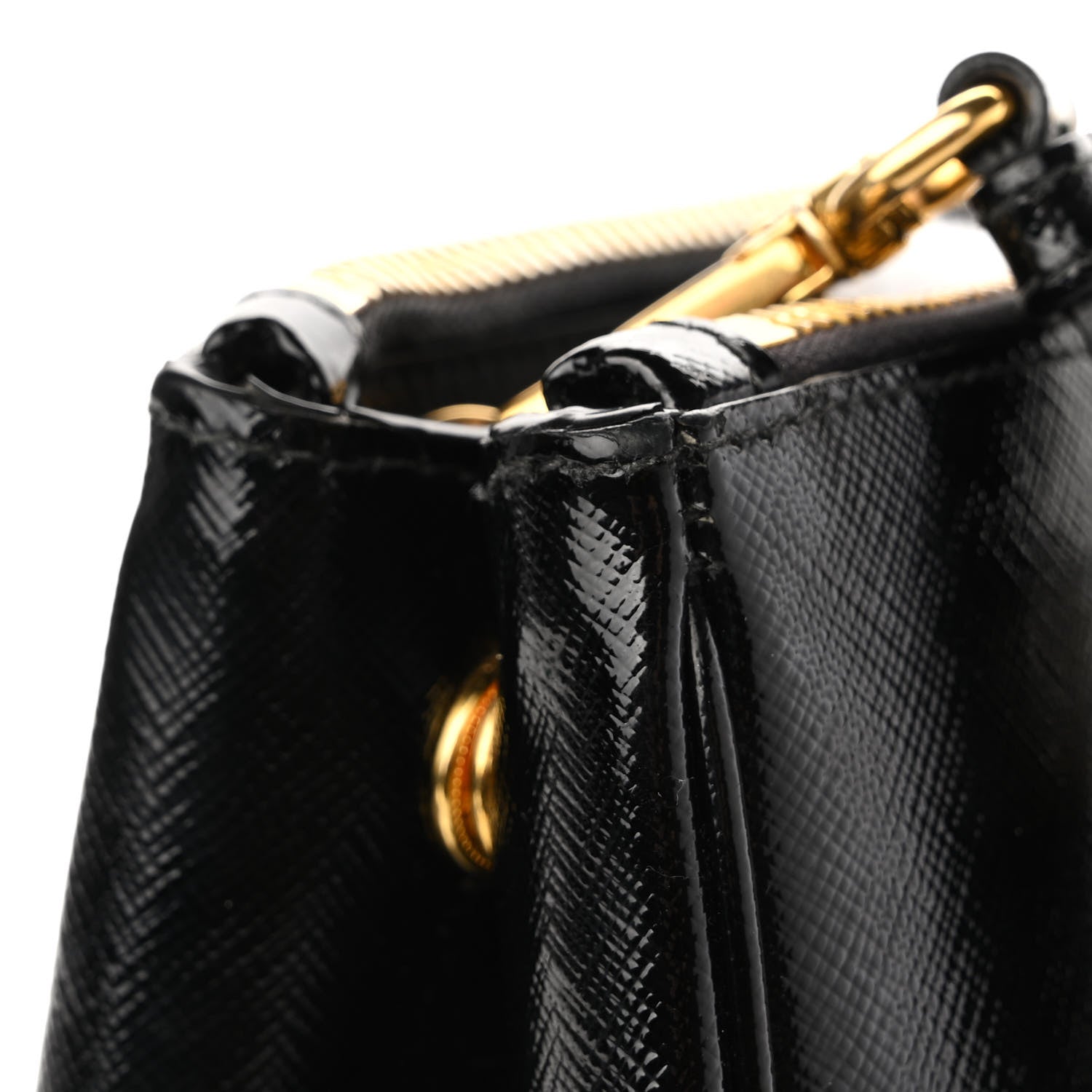 Prada Saffiano Vernice Small Galleria Double Zip Tote Black 11 of 12