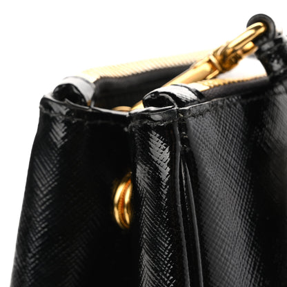 Prada Saffiano Vernice Small Galleria Double Zip Tote Black 11 of 12