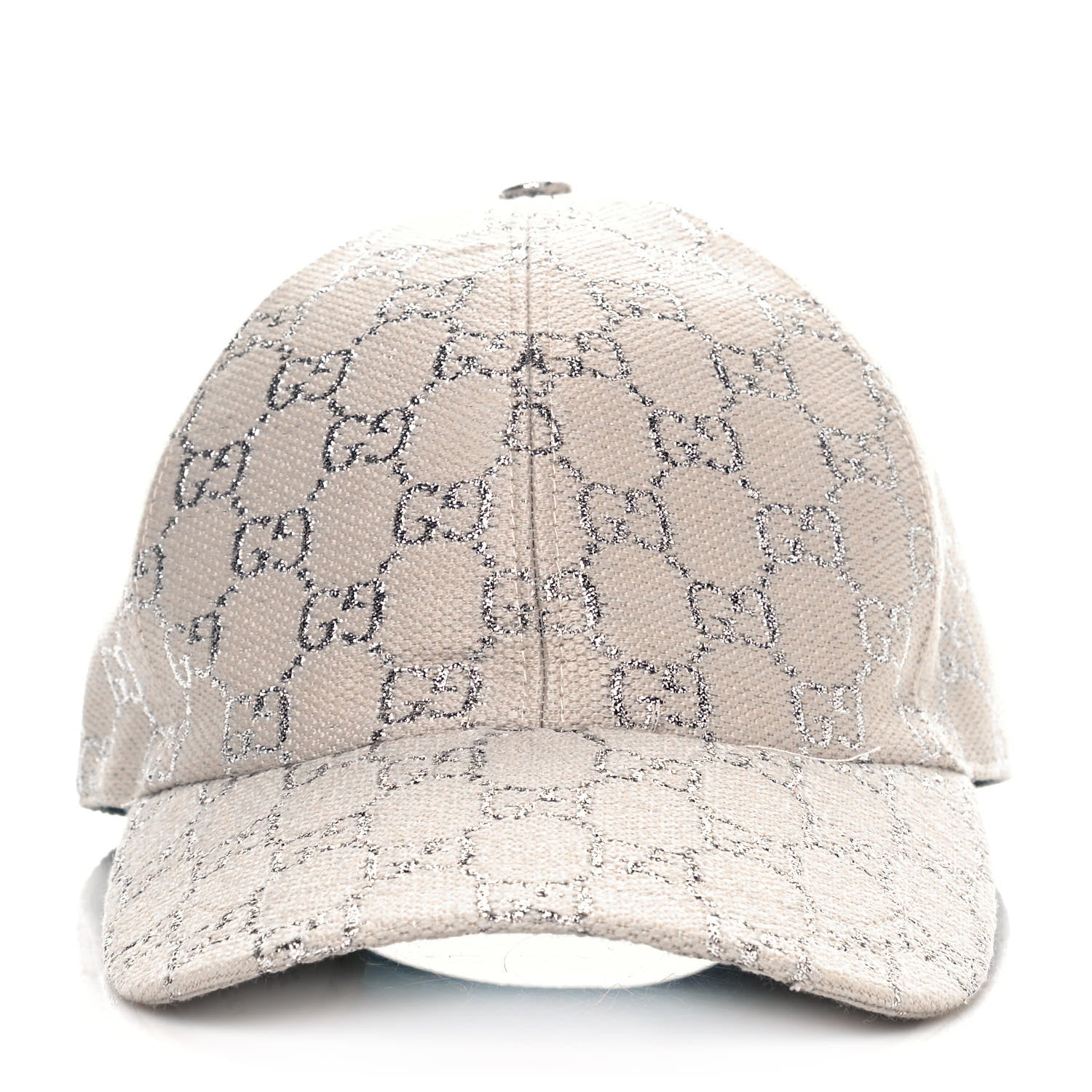 Gucci Canvas Lame GG Monogram Rush Baseball Hat L Gardenia Silver 2 of 7