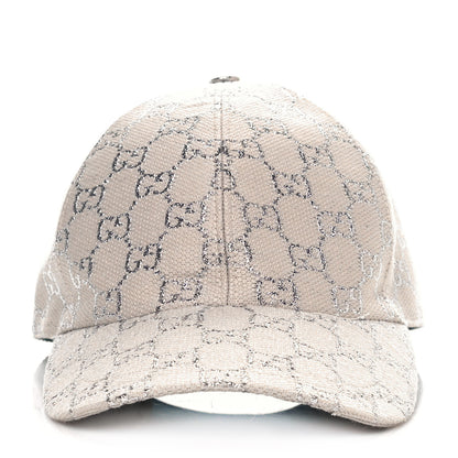 Gucci Canvas Lame GG Monogram Rush Baseball Hat L Gardenia Silver 2 of 7