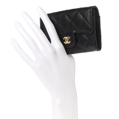 Chanel Caviar Quilted Flap Card Holder Wallet Black 2 of 9