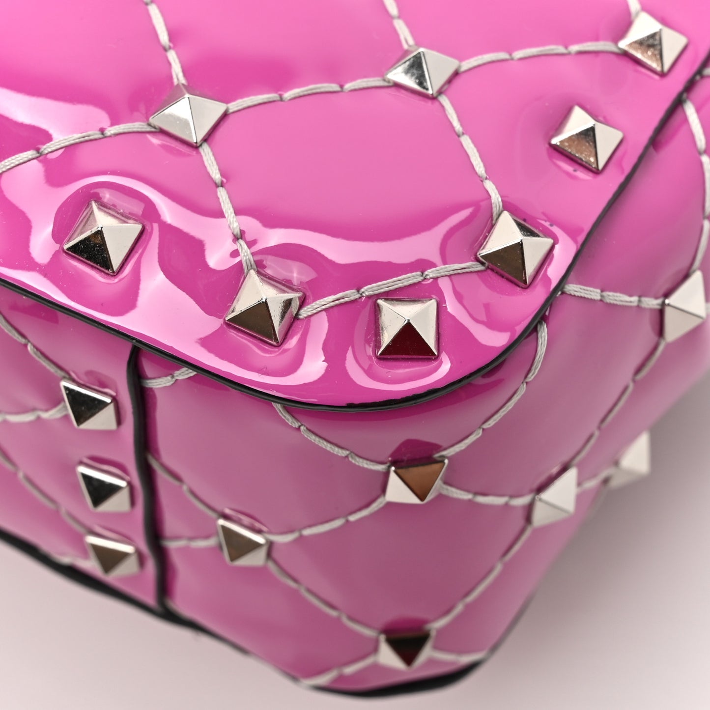 Patent Micro Rockstud Spike Shoulder Bag Radiant Orchid