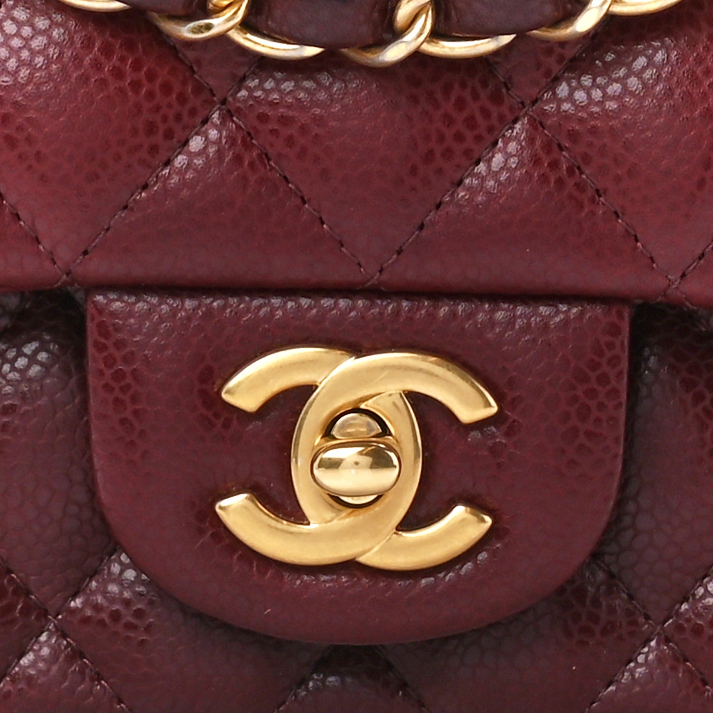 Caviar Quilted Mini Rectangular Flap Dark Red