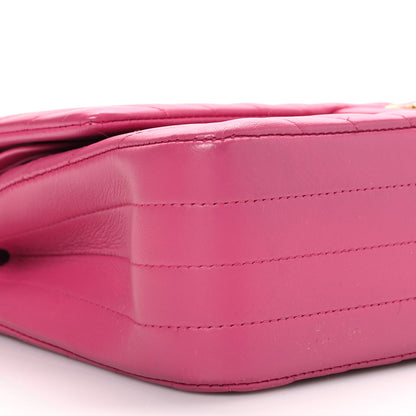Chanel Lambskin Chevron Quilted Medium Double Flap Pink 8 of 9