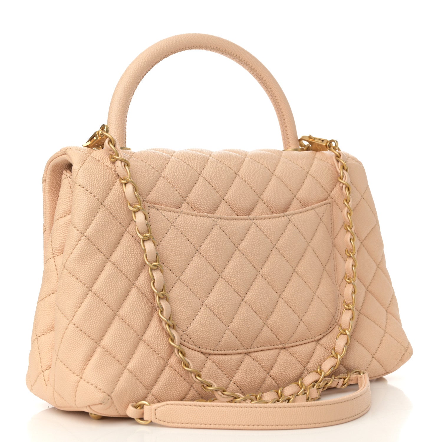 Chanel Caviar Quilted Small Coco Handle Flap Beige 3 of 11