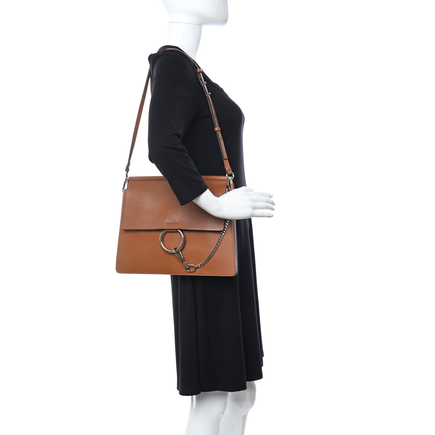 Calfskin Medium Faye Shoulder Bag Caramel