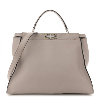 Fendi Vitello Seta Plexiglass Granite Large Peekaboo Iconic Satchel Polvere 1 of 11