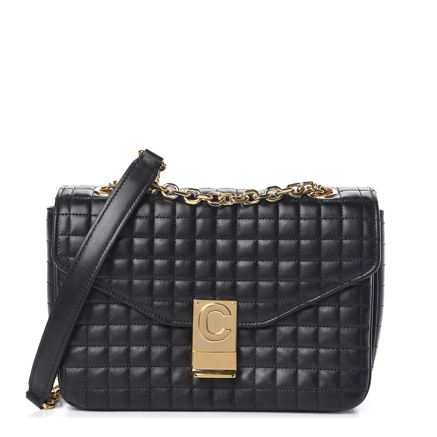 Calfskin Quilted Medium C Bag Black