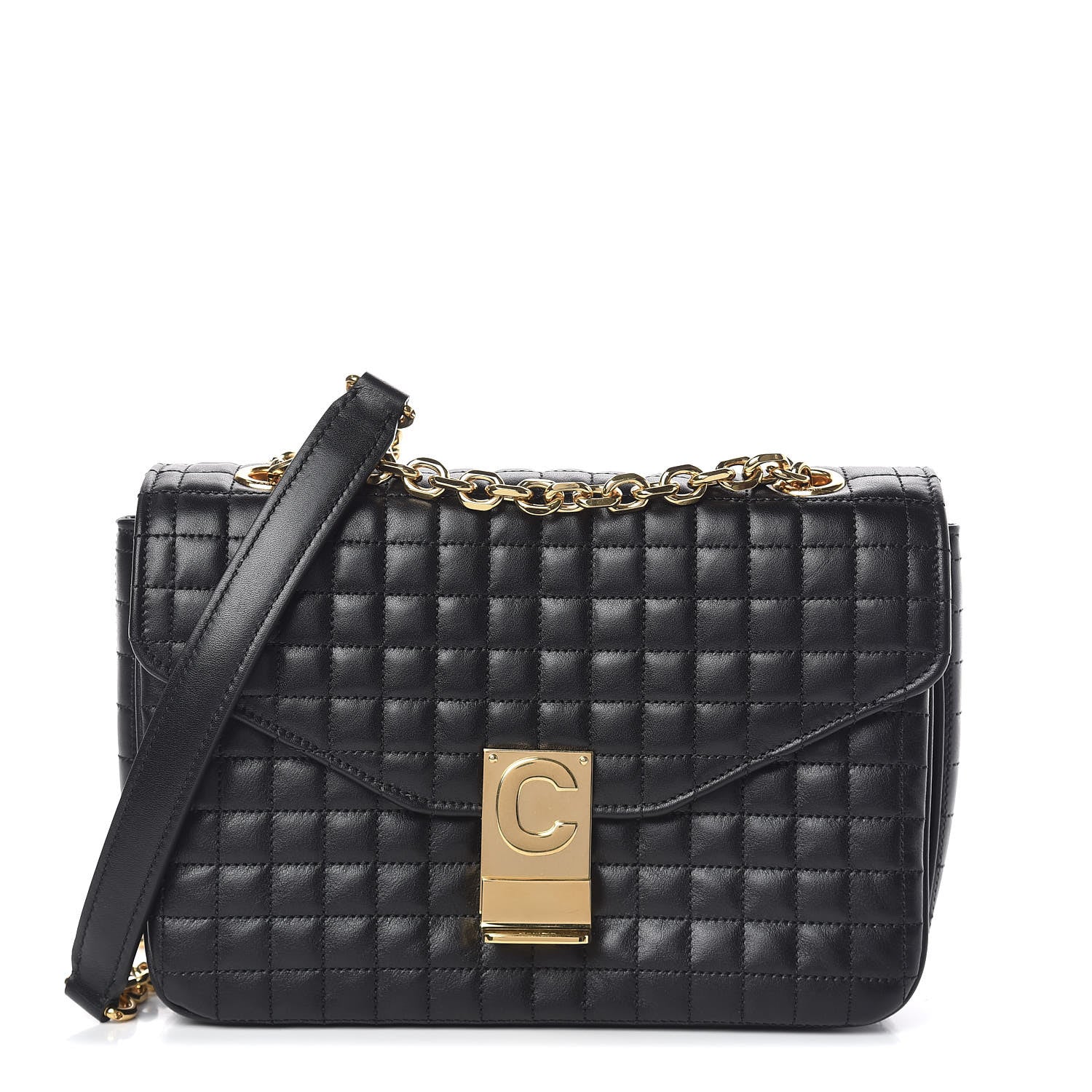 Celine Calfskin Quilted Medium C Bag Black 1 of 8