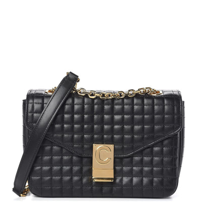 Celine Calfskin Quilted Medium C Bag Black 1 of 8