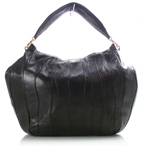 Nappa Stripes Shoulder Bag Black